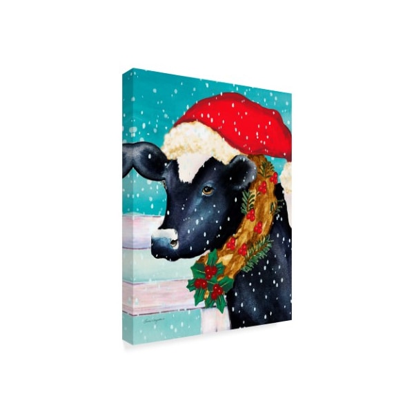 Laurie Korsgaden 'Cow With Santa Hat' Canvas Art,35x47